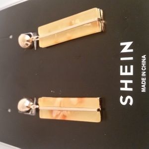 Amber Marble Rectangular Earrings W/ Gold Accent